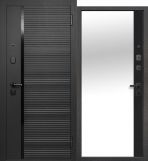 Дверь входная ЧЕРНОЕ ЗЕРКАЛО сатин черный