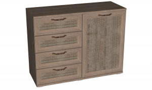 Комод четыре ящика одна дверь Рандеву дуб оксид 112см