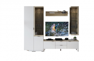 Модульная гостиная  Анима 1 дуб серый/белый 259х38х215 см