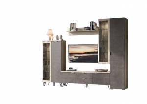 Модульная гостиная  Анима 4 дуб серый/камень темный 285х38х215 см