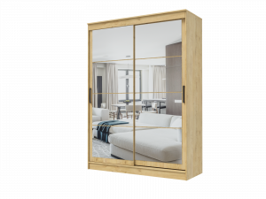 Шкаф-купе 2-х створчатый с зеркалом ГРАНД дуб вотан 160х61х220