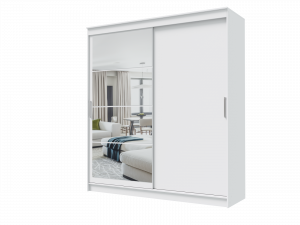 Шкаф-купе 2-х створчатый с зеркалом ГРАНД белый 160х61х220