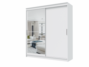 Шкаф-купе 2-х створчатый с зеркалом ГРАНД Белый гладкий 200х61х220