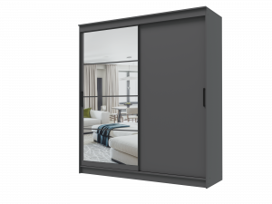Шкаф-купе 2-х створчатый с зеркалом ГРАНД Графит 200х62х220