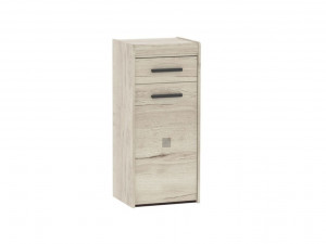 Тумба с ящиком и полками высокая Мале Дуб галифакс белый 45х38х102