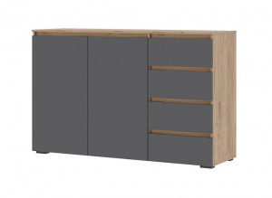 Комод 4 ящика Хелен КМ 06  серый/дуб крафт золото 150х46х96