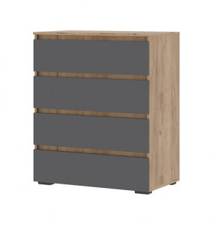 Комод 4 ящика Хелен КМ 02   Серый Графит / Дуб Крафт Золото 80х46х96