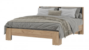 Хелен КР 03 Кровать двуспальная  серый/дуб крафт золото 160х200