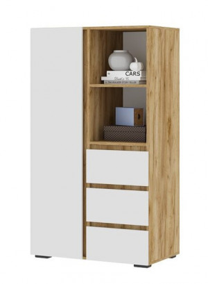 Шкаф 3 ящика Хелен белый/дуб крафт золото 80х46х150