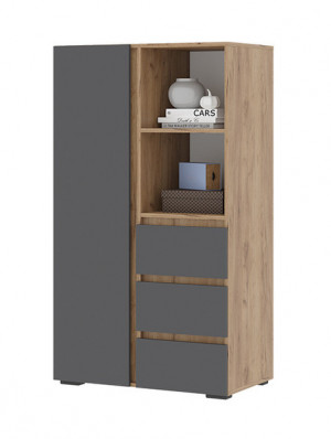 Шкаф 3 ящика  Хелен серый/дуб крафт золото 80Х45Х150