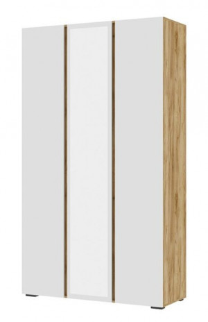 Шкаф 3-х створчатый с зеркалом Хелен белый/дуб крафт золото 120х46х210
