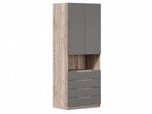 Шкаф распашной двухстворчатый с ящиками Стефания серый 88см