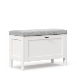 Тумба-обувница Бланко с мягким серым сиденьем белая 71х34х47