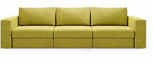 Диван прямой раскладной Бинго желтый велюр 287см