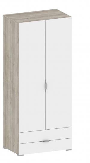 Шкаф распашной 2-х створчатый с ящиками Анима ШК 3005 дуб серый/белый 92х59х215 см