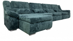 Диван угловой раскладной Комфорт-модуль бирюзовый плюш 430х180 см