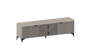 Тумба ТВ 2 ящика и створки Модульная гостиная Шер ТБ3305 дуб серый/сантьяго 167х38х50 см