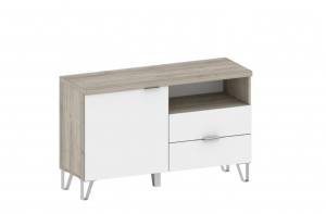 Тумба с 2 ящиками и створкой Анима ТБ-3021 дуб серый/белый 111х39х70 см