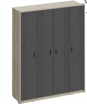 Шкаф распашной 4-х створчатый Модульная гостиная Шер ШК 2305 дуб серый/софт сантьяго 189х60х233 см