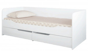 Кровать односпальная  Софа с двумя ящиками белая 80х190