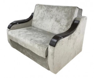 Диван прямой раскладной ППУ Аккордеон 100 с подлокотниками светлый плюш 125 см