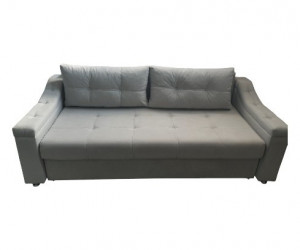 Диван прямой тройной раскладки ППУ серый велюр 225 см