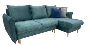 Диван угловой раскладной на высоких ножках ППУ Лофт 4 зеленый 220х160