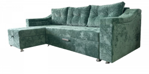 Диван угловой раскладной ППУ Евроугол с оттоманкой зеленый 245х153