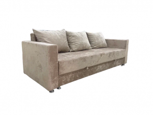 Диван прямой раскладной ППУ Еврокнижка с подлокотниками бежевый плюш 220 см