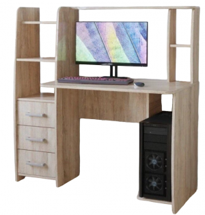 Стол компьютерный прямой с ящиками КЛ 6.3 Дуб баррик 125х60х125