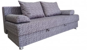 Диван прямой раскладной ППУ Валик серо-черная рогожка 190 см