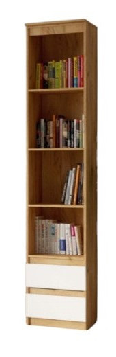 Пенал с открытыми полками и ящиками Лофт белый/дуб золотой 40х49х210