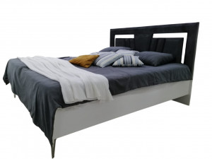 Кровать двуспальная  с мягким изголовьем ПМ Бианчини белый\графит  190х210