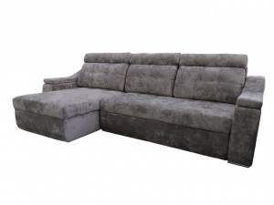 Диван угловой раскладной НПБ Премиум с выдвижной оттоманкой серый плюш 300х170