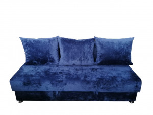 Диван прямой раскладной ППУ Рио- 3 синий плюшевый 190 см