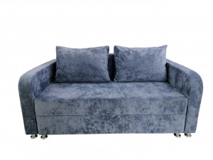 Диван прямой раскладной Баян с ящиком для хранения голубой плюшевый 165 см