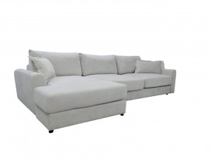 Диван угловой раскладной ППУ Шерлок белый велюр 316 см.
