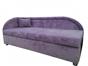 Диван тахта ППУ левосторонняя с ящиком Софа сиреневый плюш 193 см