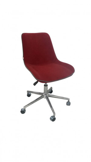Кресло компьютерное на колесиках ткань флок красное