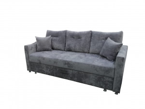 Диван прямой раскладной НПБ Еврокнижка металлический каркас серо- голубой плюш 220 см