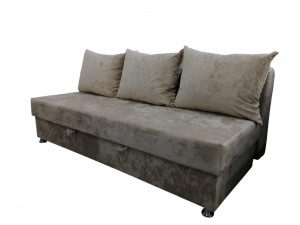 Диван прямой раскладной НПБ Валик с подушками бежевый плюш 190 см