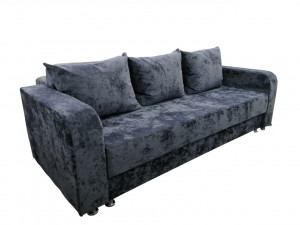 Диван прямой раскладной ППУ Еврокнижка серо-голубой плюш 220х100