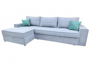 Диван-кровать угловой Алиса серый велюр 296х108
