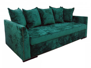Диван прямой раскладной  Аристократ зеленый плюш 225см
