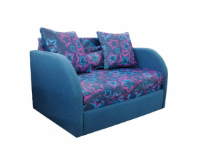 Диван прямой детский раскладной Карапуз синий звезды 100см