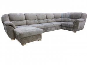 Диван угловой раскладной Ника бежевый плюш 390х200