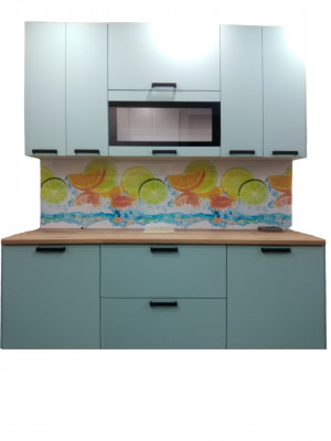 Кухонный гарнитур Ройс бирюзовая мятная зеленый софт 200 см.