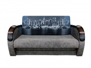 Диван прямой Агат принт город серый