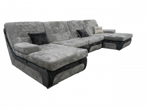 Диван П-образный раскладной  Алекс-30 серый плюш 370х180 см