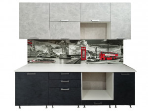 Кухонный гарнитур Рио 2,2 м серый черный